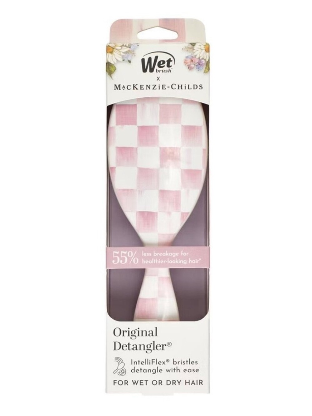 NEW- Wet Brush x Mackenzie Childs Pink Checkered Hair Brush